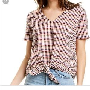 Madewell Novel Tie Front Top in Rainbow Gingham Check Size S
